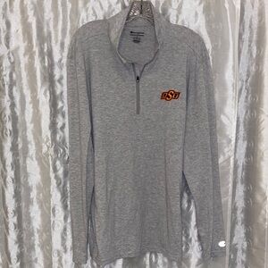 Champion Gray OSU Oklahoma State Logo Quarter-Zip Pullover Men’s Size Large🔥 YB8